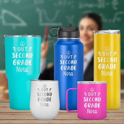 Out Second Grade Personalized Name Tumbler, Gift for Kids, kindergarten graduation gift, Gift for Her, Him, grade school graduation gift - image1